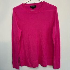 Banana Republic Merino Wool Crew Neck Sweater Pink Barbie Sz M Lightweight